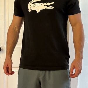 Lacoste Sport Black T-Shirt with White Logo